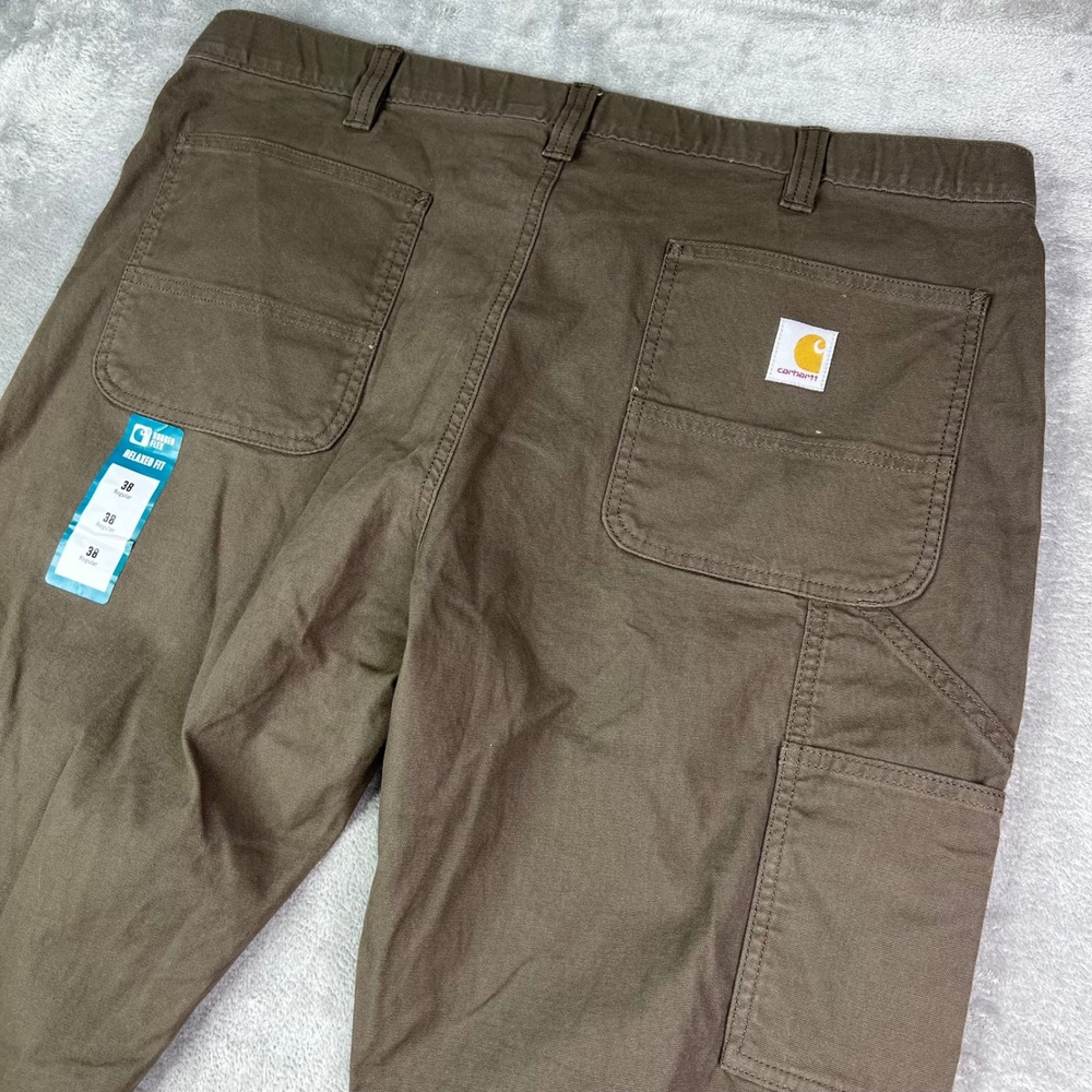 Carhartt Rugged Flex Canvas Jogger Pants Mens 38 Brown Solid Relaxed Utility